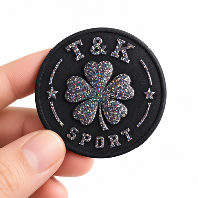 Custom Glitter PVC Sports Badges with Raised Details for Jackets Bags and Teamwear