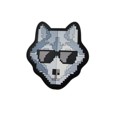 شعار سيلكوني ثلاثي الأبعاد مخصص - Pixel Art Wolf Shape Silicone Heat Transfer Patch للملابس