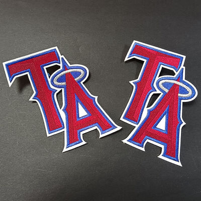 رقعة مطرزة - أحمر وأزرق مع هالة، كوي/خياطة على شارة تزيين حقيبة الظهر للملابس