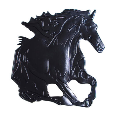 Black Running Horse TPU Heat Transfer Label – 3D Embossed Voltage Patch for Garment & Bag Branding