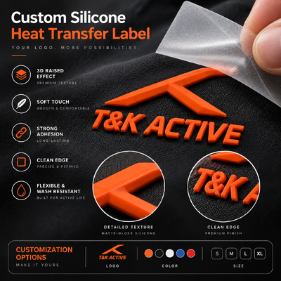 Custom 3D Silicone Heat Transfer Labels for Sportswear - Wash-resistant up to 40 Washes and Eco-Friendly
